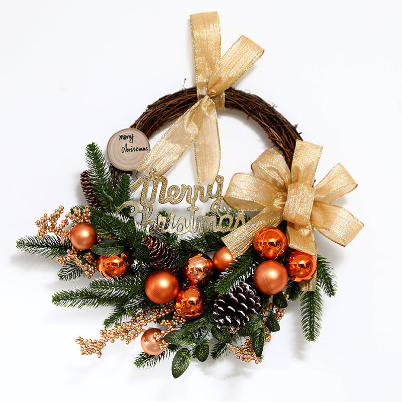 Christmas Tree Garland Rattan Horn Wall Hanging Decoration Door Hanging Scene Layout