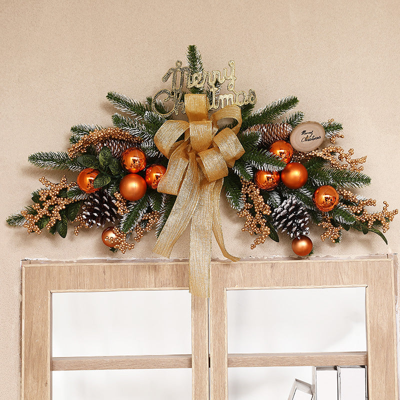 Christmas Tree Garland Rattan Horn Wall Hanging Decoration Door Hanging Scene Layout