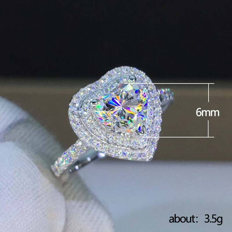 Fashion Heart Shaped Zircon Ring