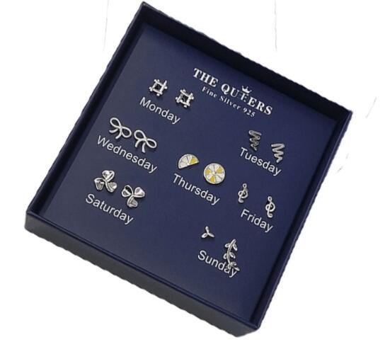 Fashion 925 Silver Needle Asymmetrical Earrings Gift Set