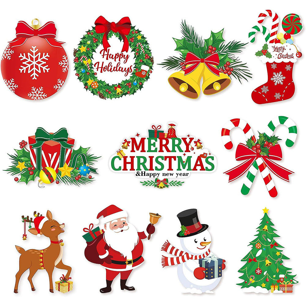 30 Pieces Santa Claus Elk Snowflake Sign Hanging Swirls Decoration