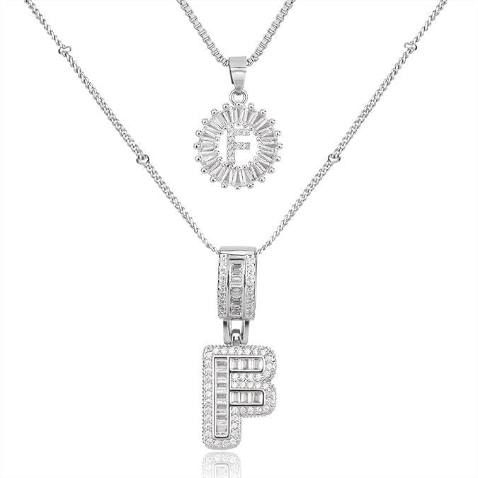 26 English Letters Copper-plated Gold Diamond Pendant Necklace