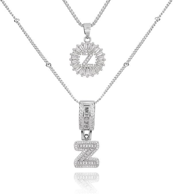 26 English Letters Copper-plated Gold Diamond Pendant Necklace