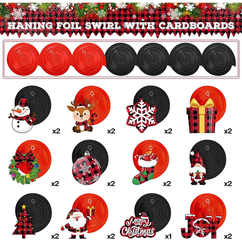 30 Pieces Santa Claus Elk Snowflake Sign Hanging Swirls Decoration