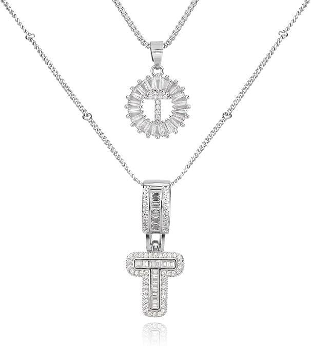 26 English Letters Copper-plated Gold Diamond Pendant Necklace